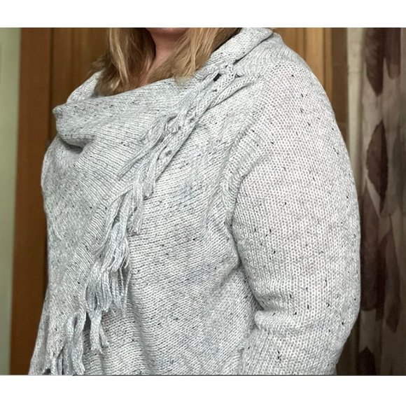 Grey Cardigan Boho Sweater Cover Up Poncho Wrap Knit Tassels Trendy Womens Top - Picture 7 of 12